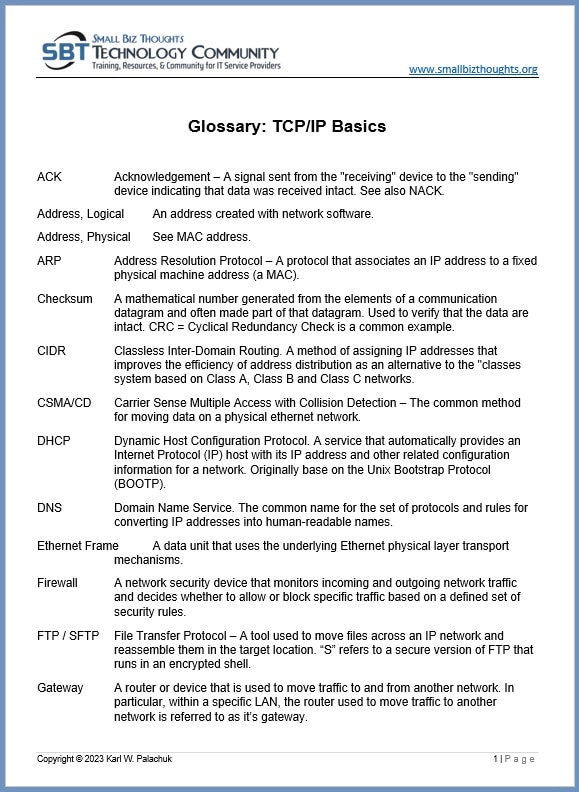 Tcpip Glossary